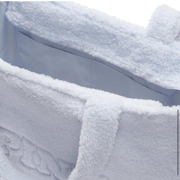 Victorias Secret PINK Fleece Tote Teddy Sherpa Bag Travel Overnight Logo Blue - Picture 4 of 11